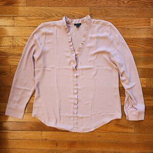 Ann Taylor Pale Pink Ruffled Long Sleeve Top